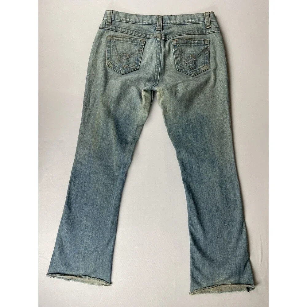 Bebe Carla Low Rise Straight Leg Jeans Women's 30 Light Blue Made USA Y2K